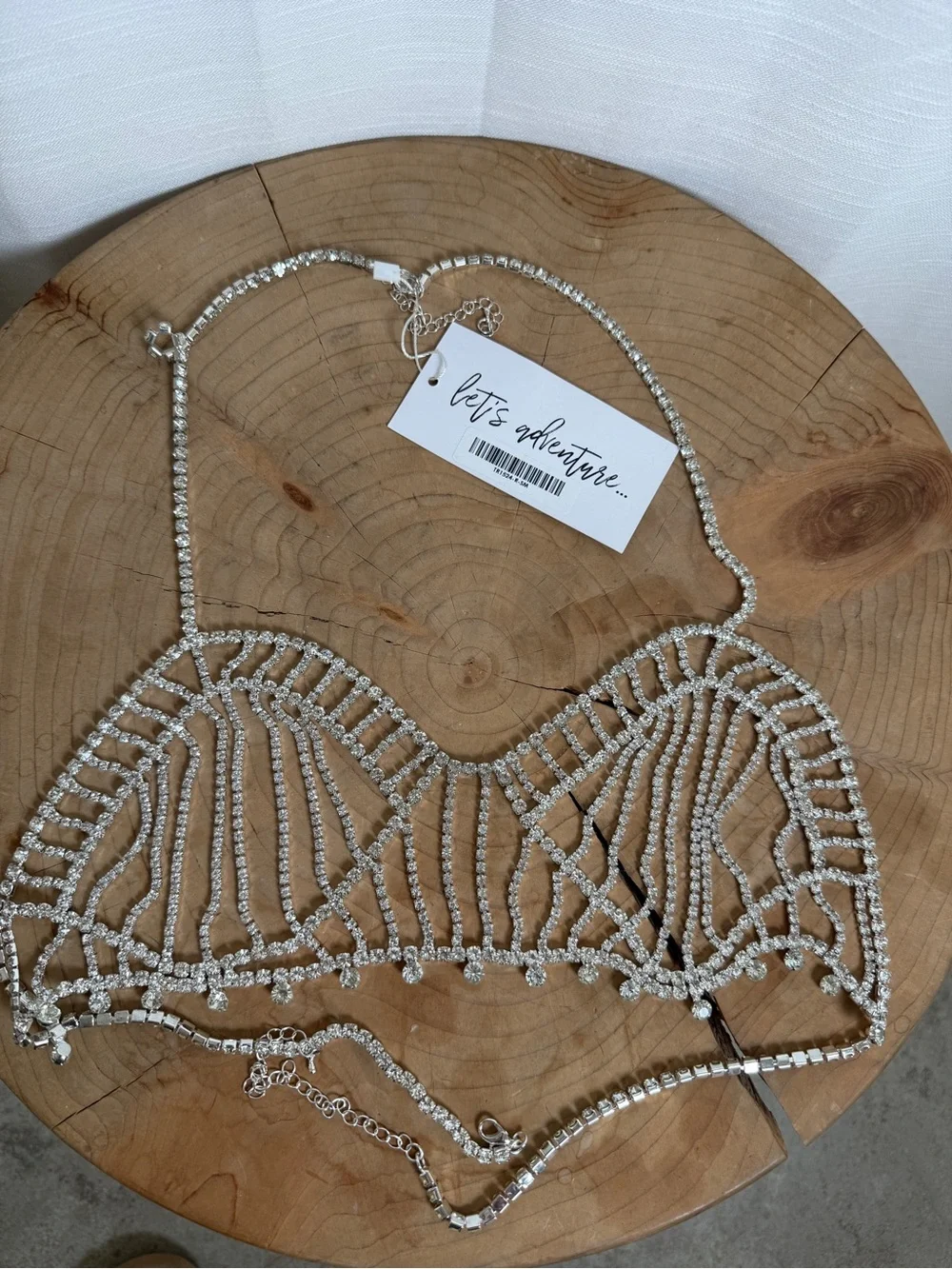 12th Tribe Rhinestone Crystal Festival Bralette Top Silver | NWT One Size - Picture 5 of 7